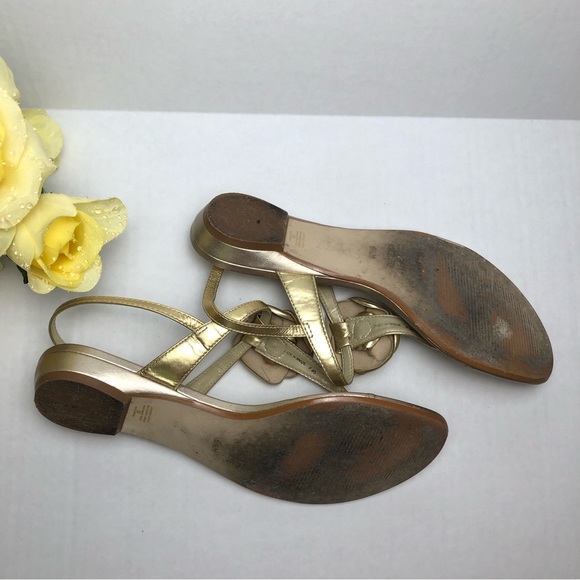 Gold Flat Sandals - Picture 4 of 4